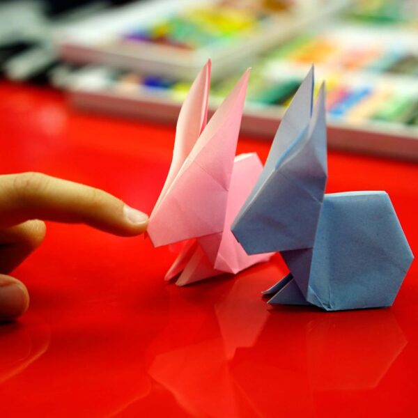 blue-and-pink-origami-bunnies
