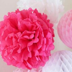 colored tissue paper hanging pink balls
