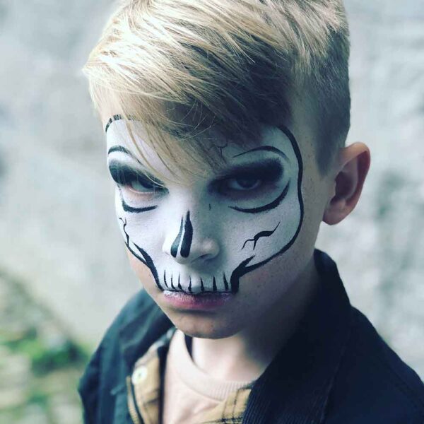 boy with scary skull make-up