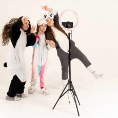 Young girls in costume taking a selfie